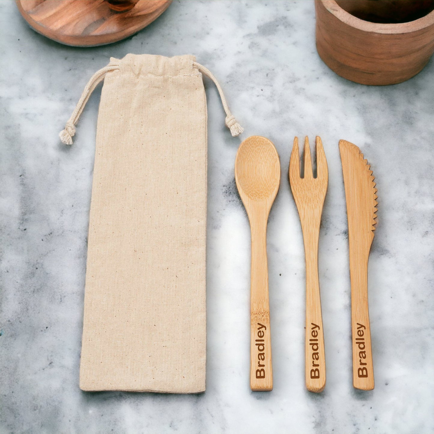 Bamboo Cutlery Set - Name