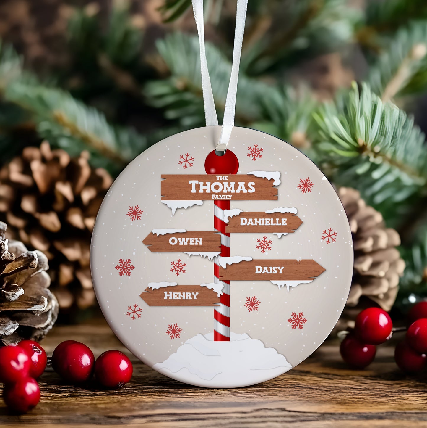 North Pole Sign Personalised Hanging Bauble