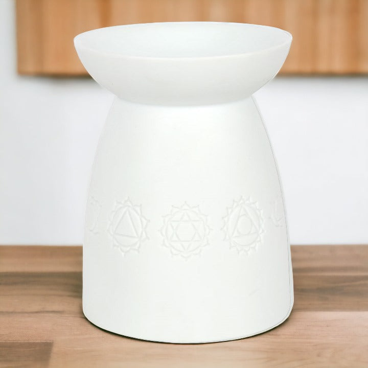 White Ceramic Seven Chakra Oil Burner