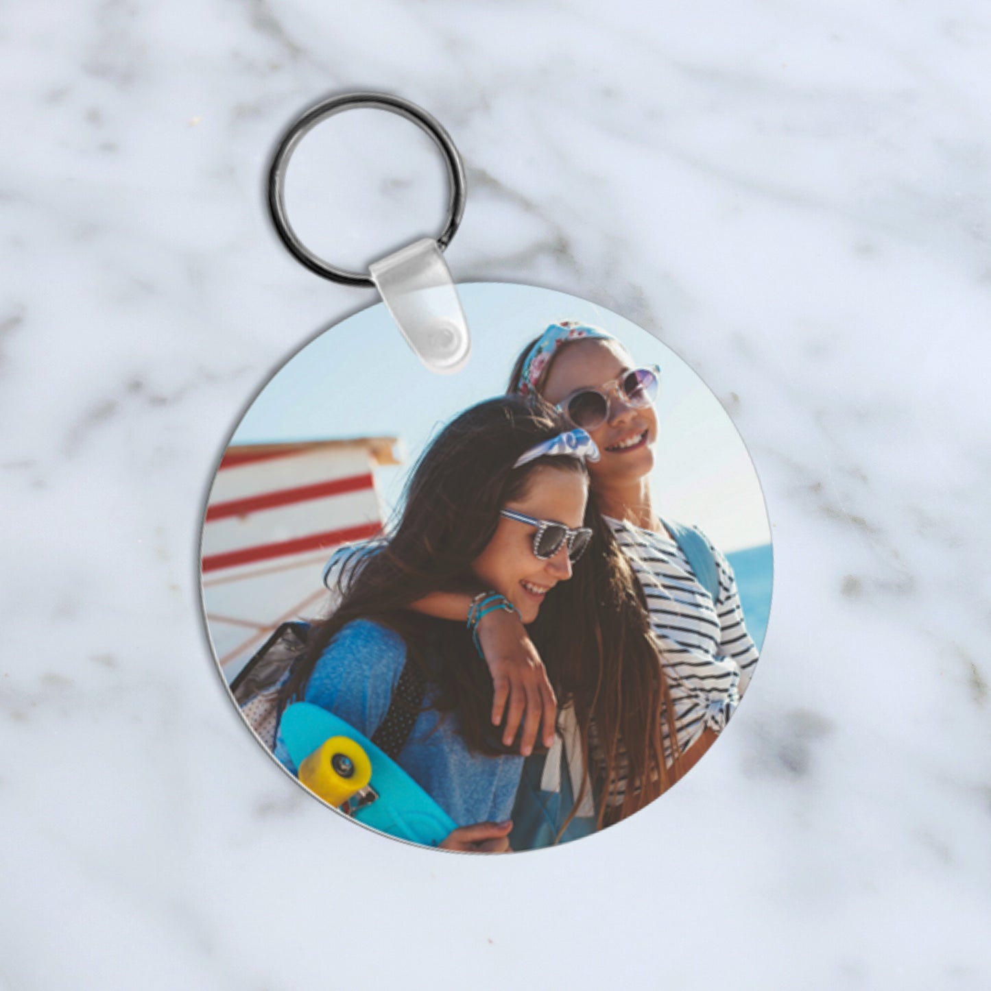 Round Plastic Keyring - Photo Upload