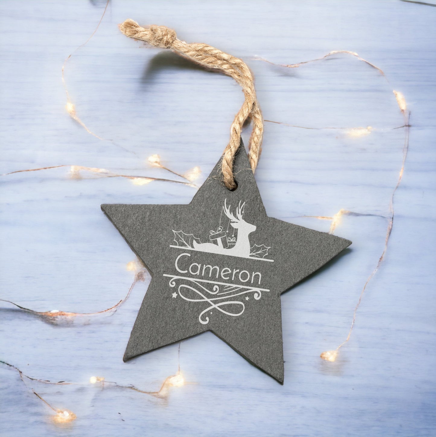 Slate Star Hanging Decoration - Reindeer Name