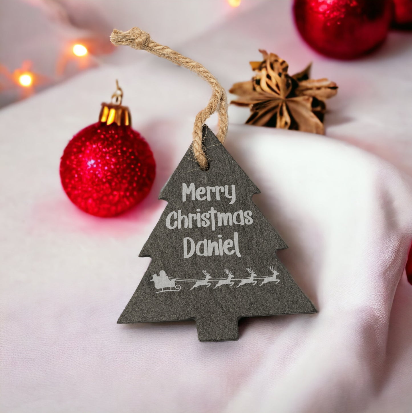 Slate Tree Hanging Decoration - Merry Christmas