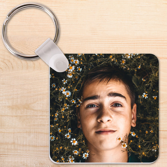 Square Plastic Keyring - Photo Upload