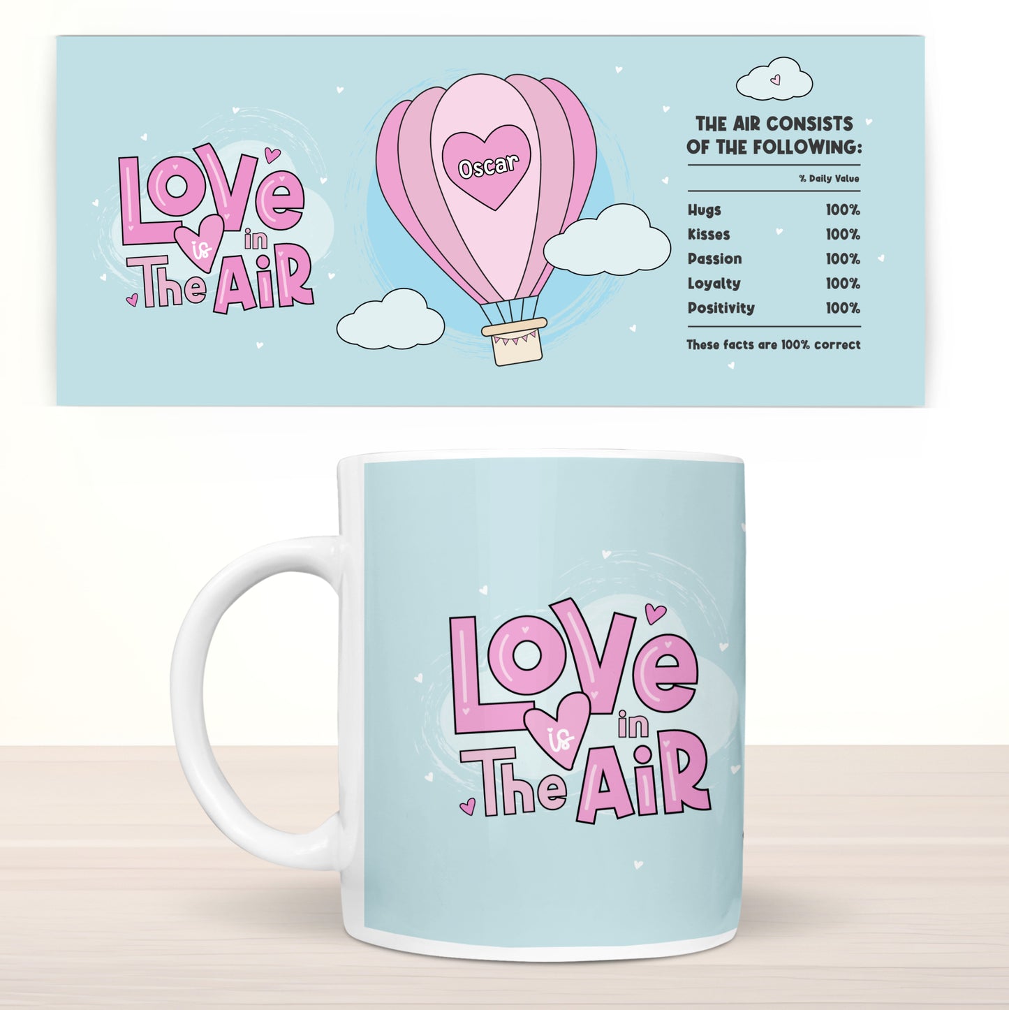 Love Is In The Air Blue Mug