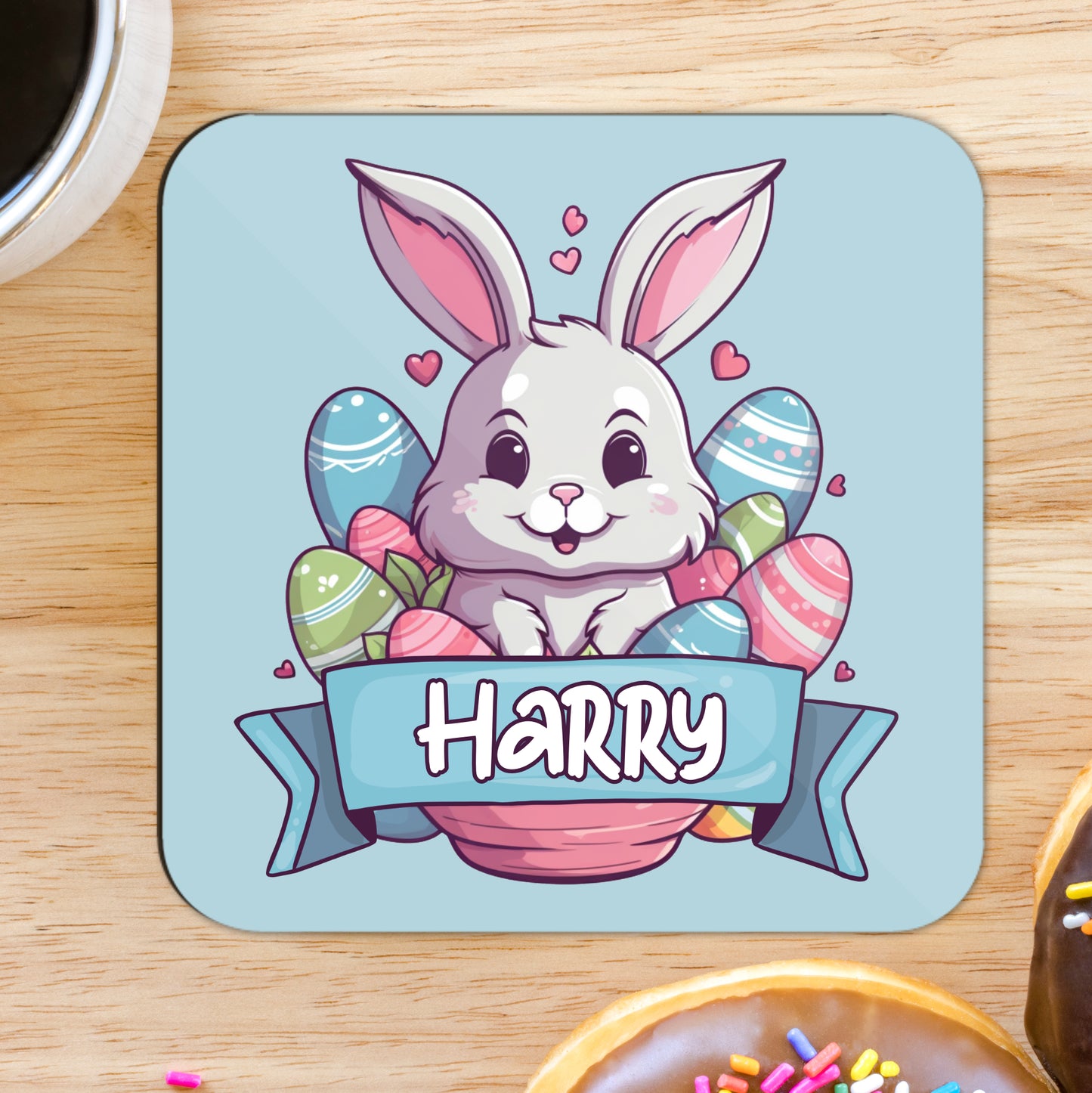 Personalised Easter Blue Coaster