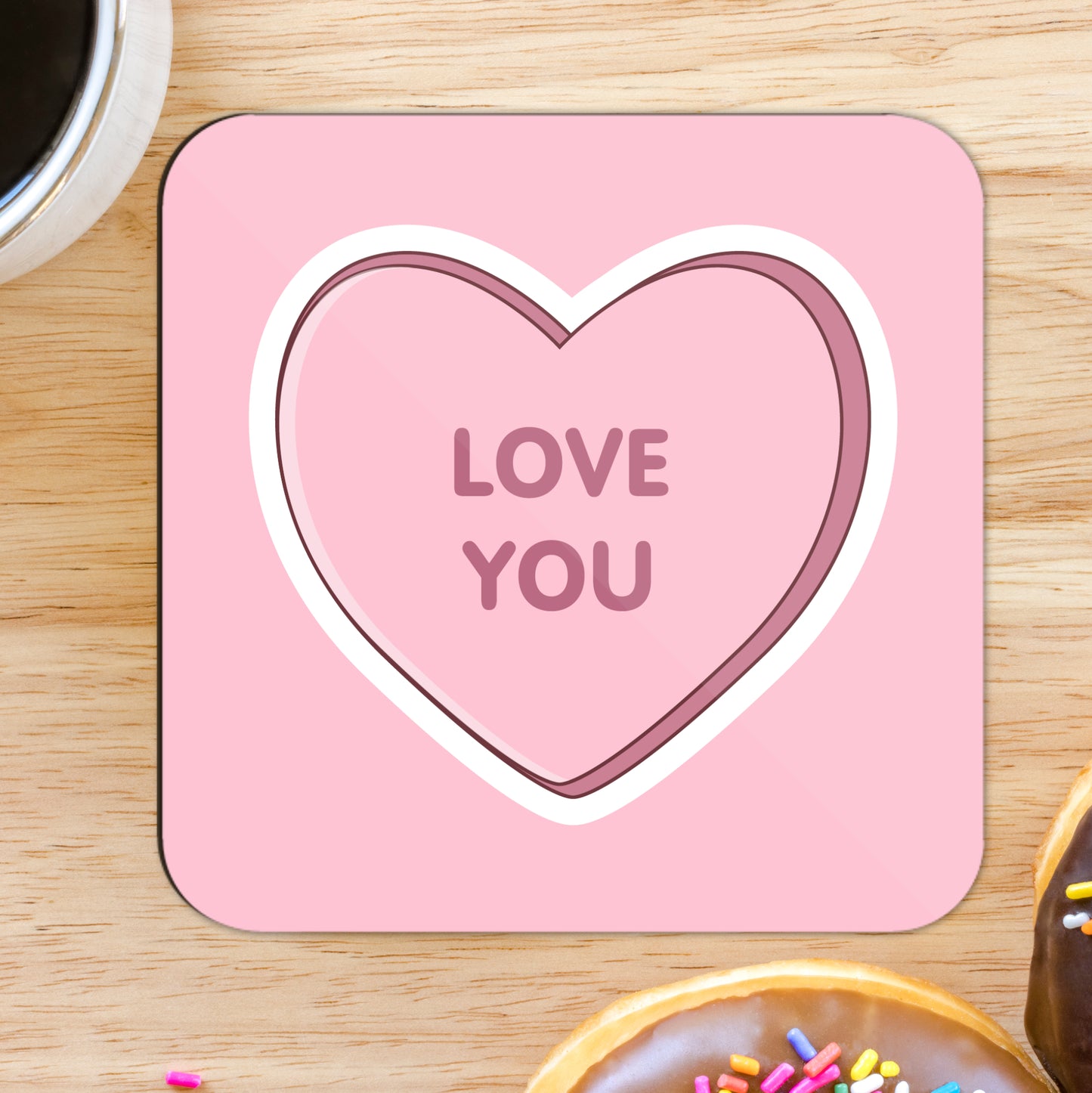 'Love You' Love Heart Coaster