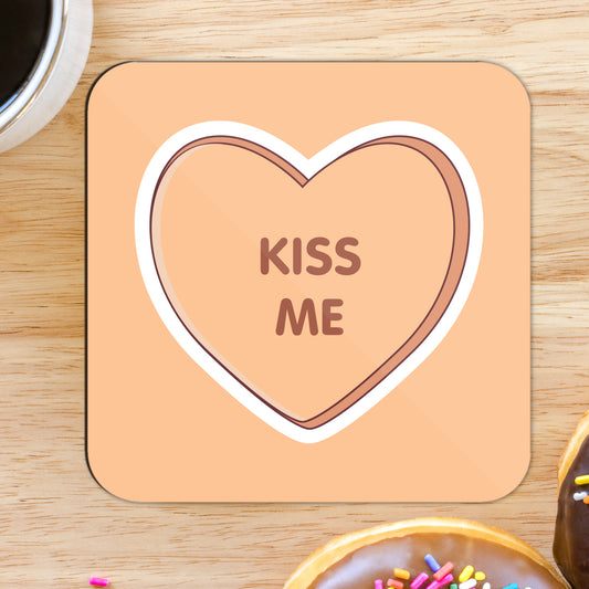 'Kiss Me' Love Heart Coaster