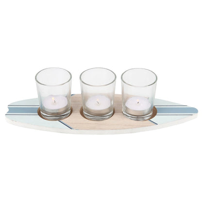 Surfboard Triple Tealight Holder