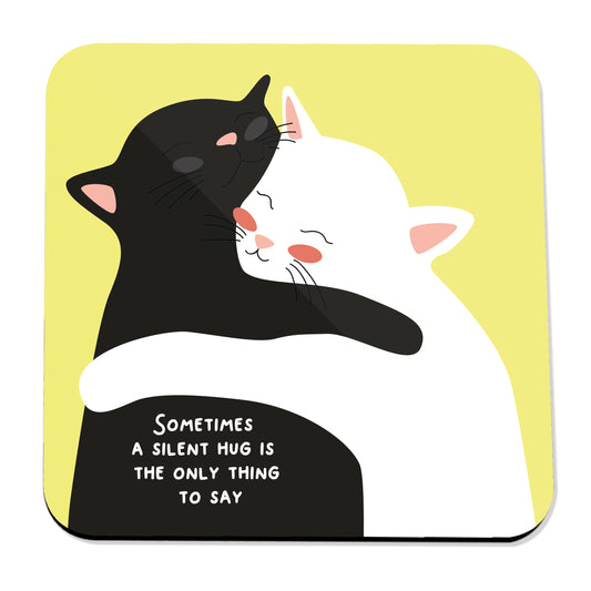 Silent Hug Black & White Coaster