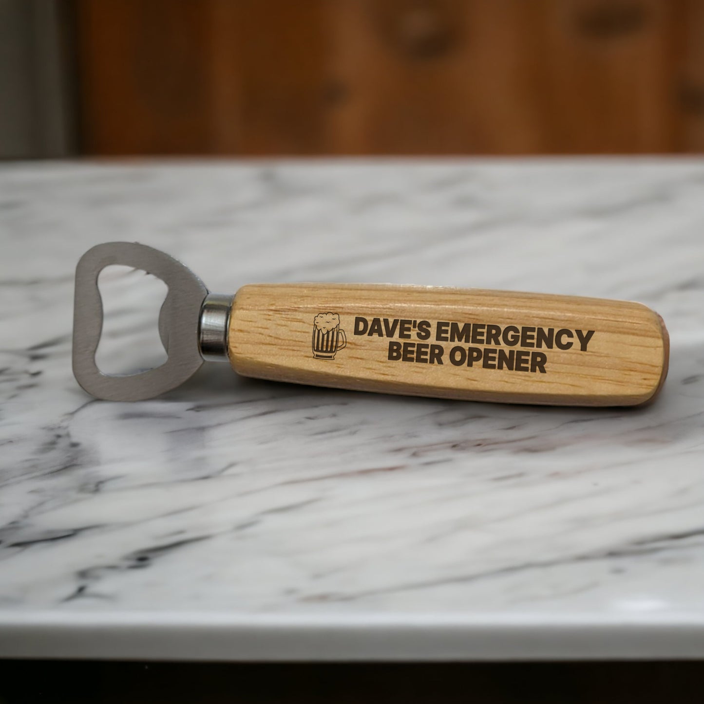 Wooden Bottle Opener - Emergency Beer