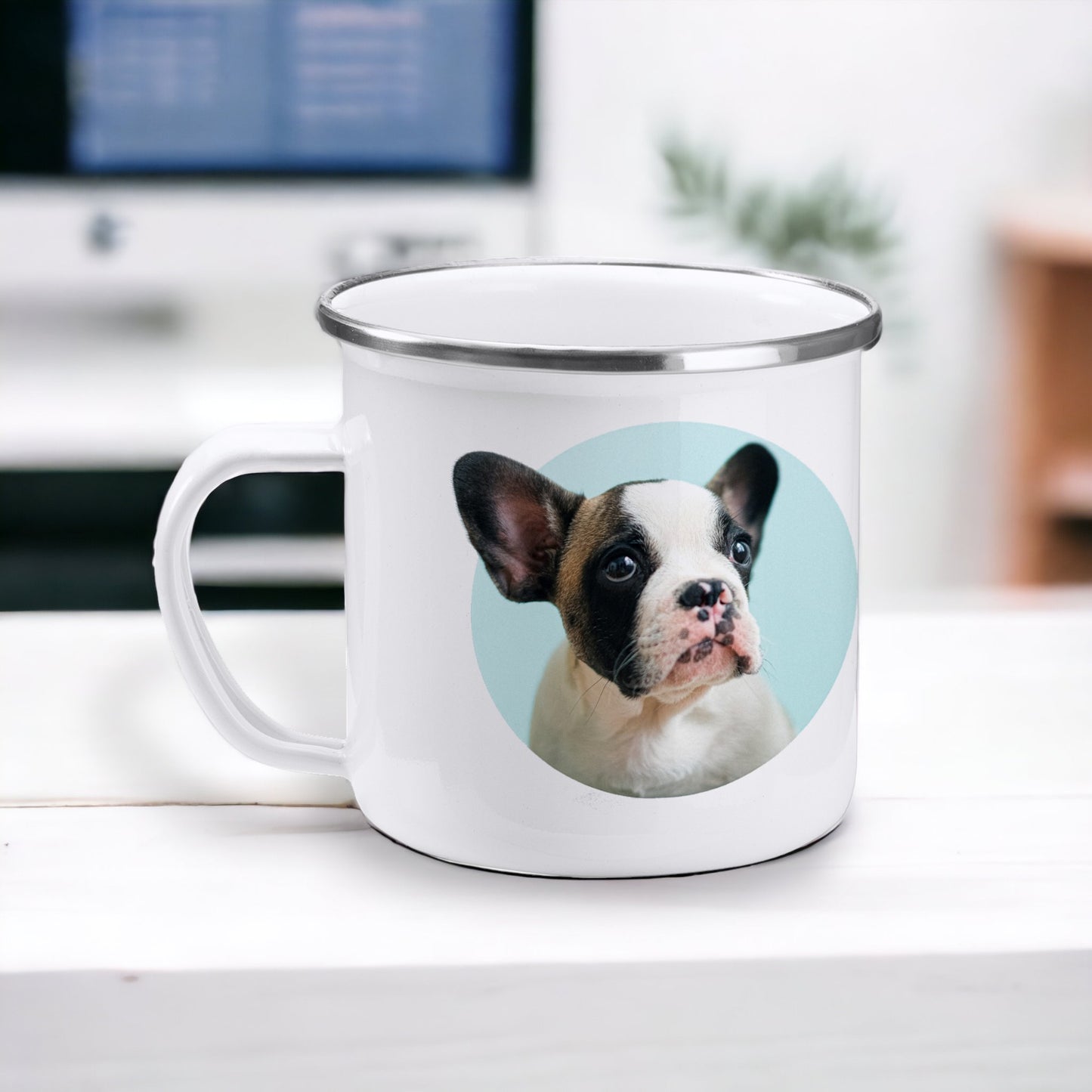 White Enamel Mug - Photo Upload Single Square